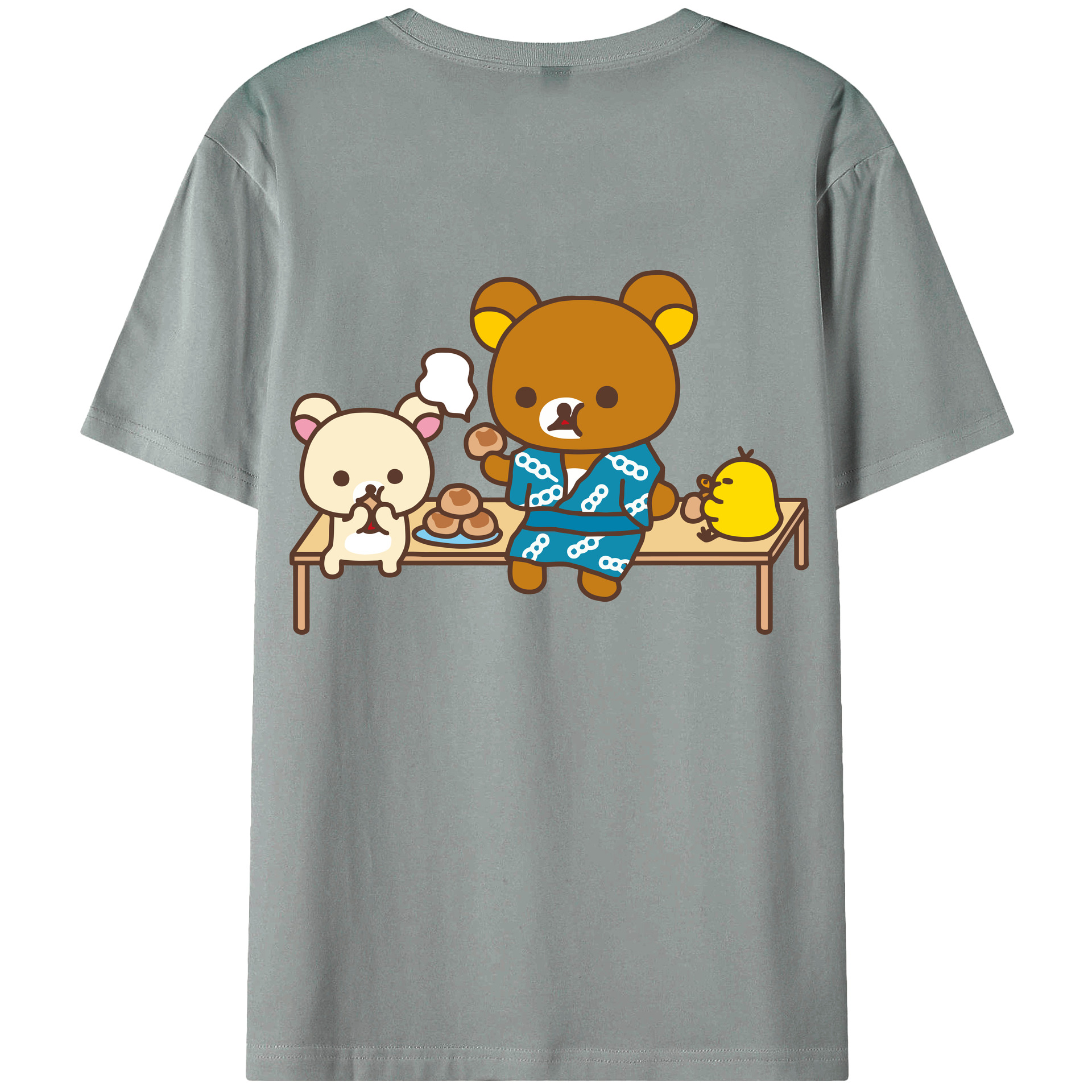 （画像用） リラックマ リラックマ キイロイトリ Rilakkuma Korilakkuma Kiiroitori 綿100％ メンズ半袖Tシャツ（バックプリント） 通気性
